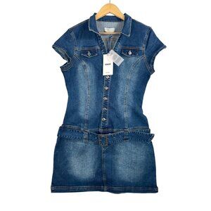 Love Tree denim Y2K‎ low rise mini denim dress blue 90s retro sexy sz L